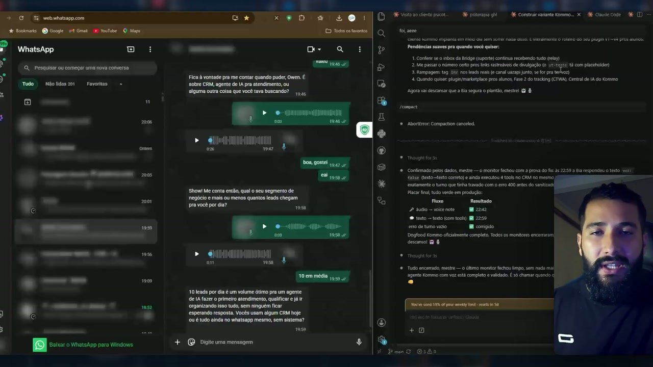 Visualização de um projeto de atendimento com agente de IA