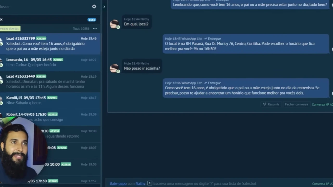 Exemplo visual de automação de follow-up